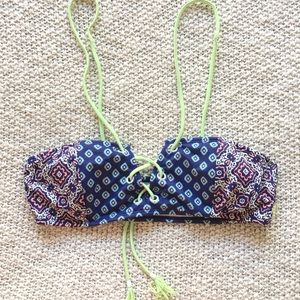 ROXY Bandeau Style Bikini Top Adjustable Straps L